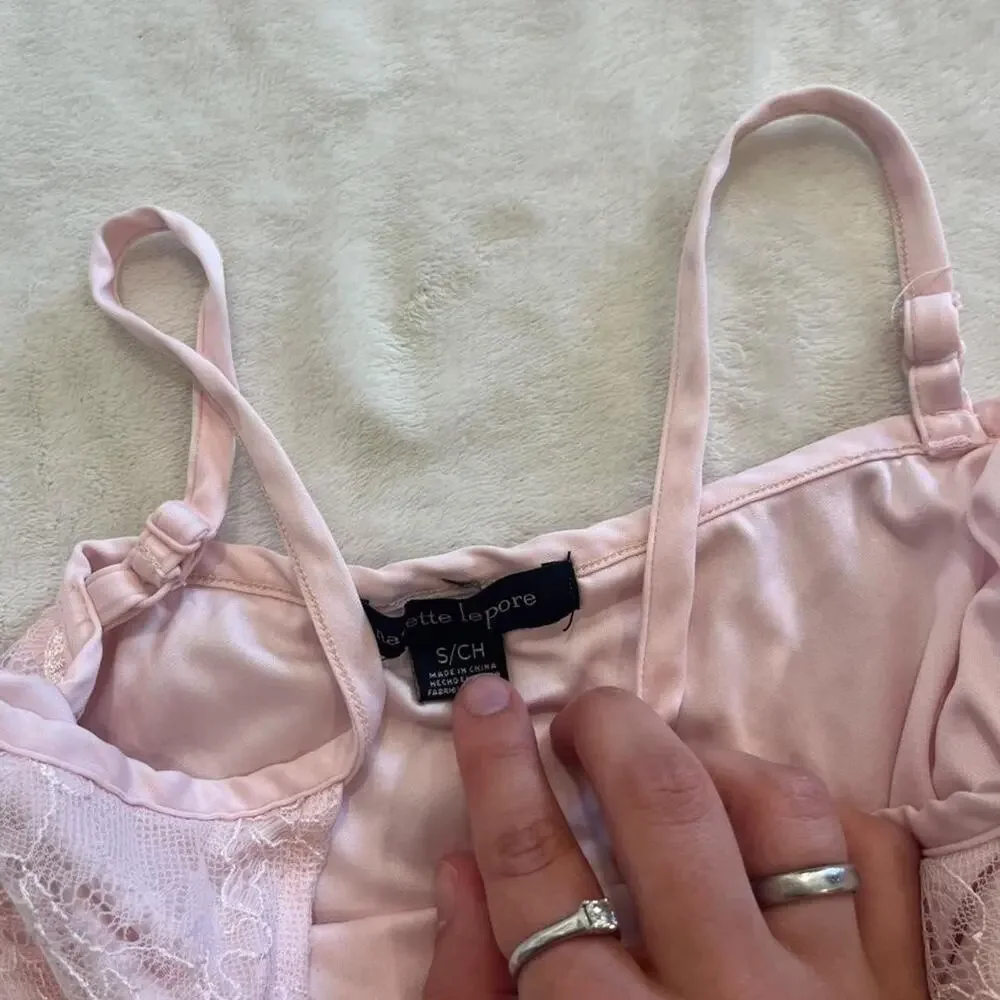 Nanette Lepore Pink Lace Lingerie Set Small Pink